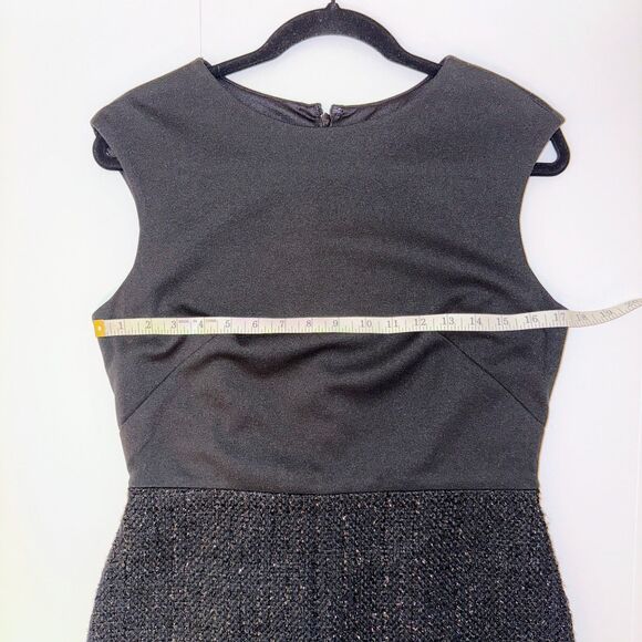 NWT Ann Taylor Black Sleeveless Sheath Dress Tweed Shimmer Bottom Petite 6 6P - Picture 7 of 12
